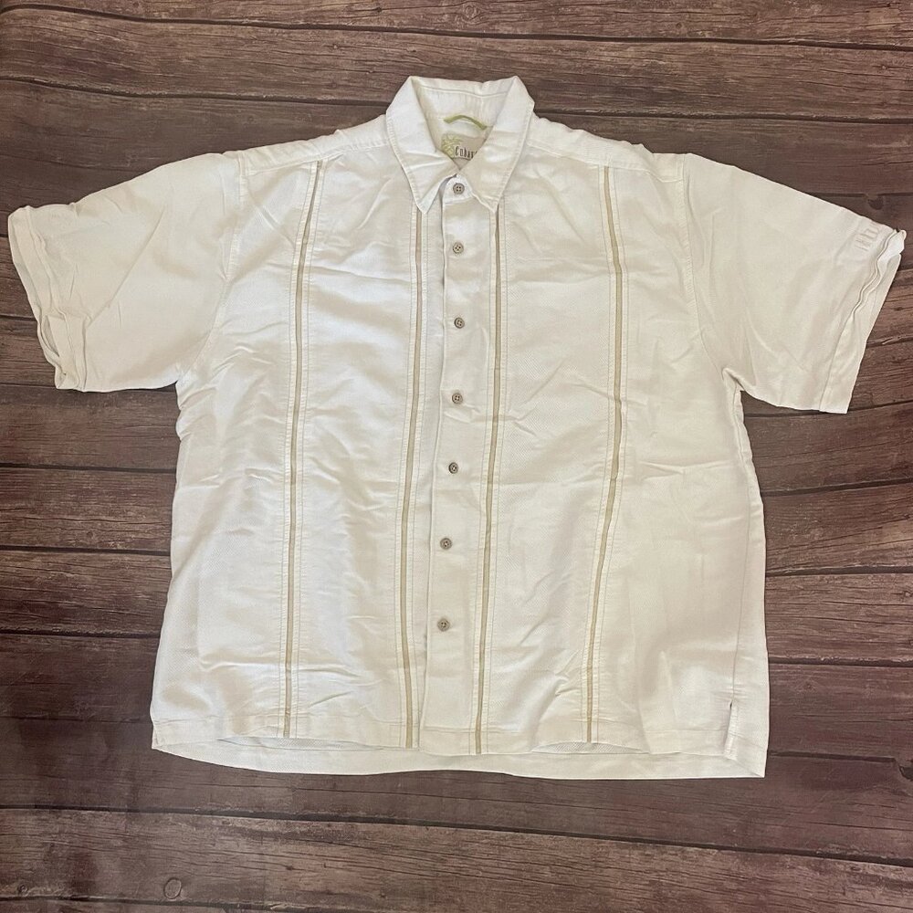 Men’s Cubavera Button Up Shirt XL Khaki Resort SEE NOTES